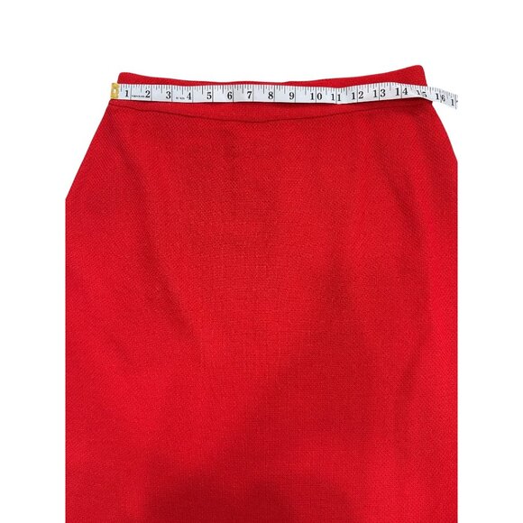 St. John Knit Skirt Red A-Line Pull-On Made in USA Womens Size 14 - Picture 5 of 6